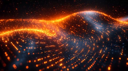 Fototapeta premium Abstract digital art of glowing orange and blue waves. Possible use background design for technology and futuristic concepts