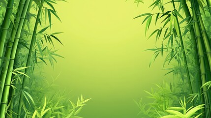 A bamboo grove with dense green foliage, offering space in the foreground for text placement or brand design.