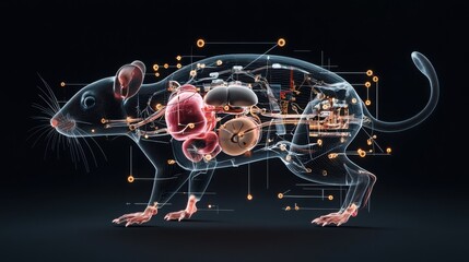 Detailed 3D Render of Rat Showing Its Skeletal and Internal Organ Systems