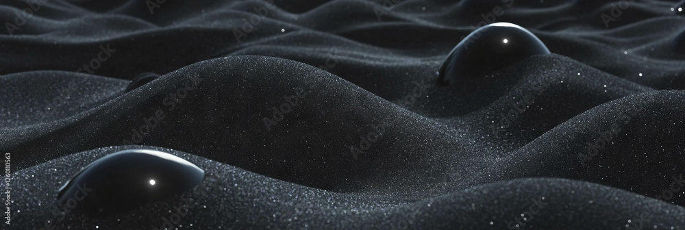 Poster intricate patterns of black sand and smooth pebbles along the shoreline create a serene landscape
