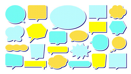 シンプル 夏に使えるポップな吹き出しセット 清涼感 寒色系 まとめ ベクターデータ チラシ・雑誌・Web・動画素材 文字なし 線なし