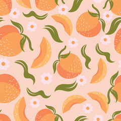peach fruit seamless pattern © B_1_3