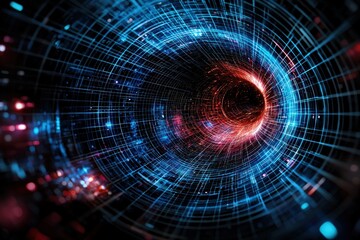 Fototapeta premium A conceptual illustration of gravity bending space-time with gridlines,