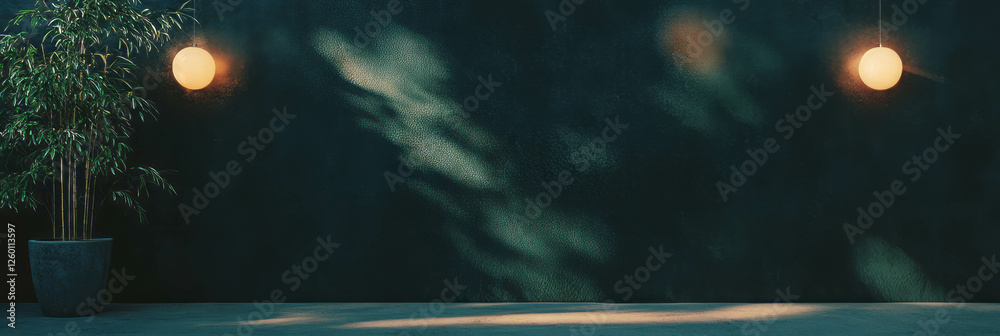 Poster Black wall texture with grunge patterns and soft lighting creating an atmospheric setting