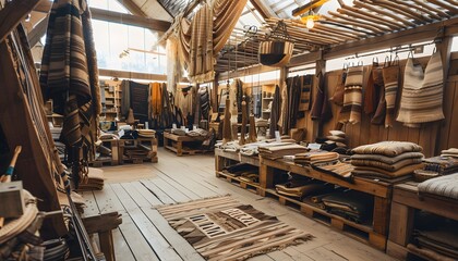 Vintage marketplace with weathered wooden stalls, rich earthy tones, bustling activity, detailed textiles, nostalgic and lively ambiance