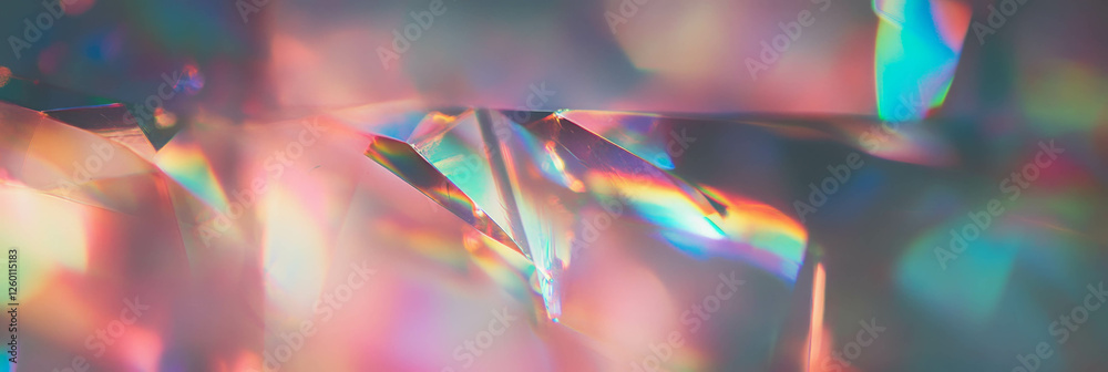Poster Bright bokeh texture with intense rainbow spectrum and crystalline sparkle effect in abstract form