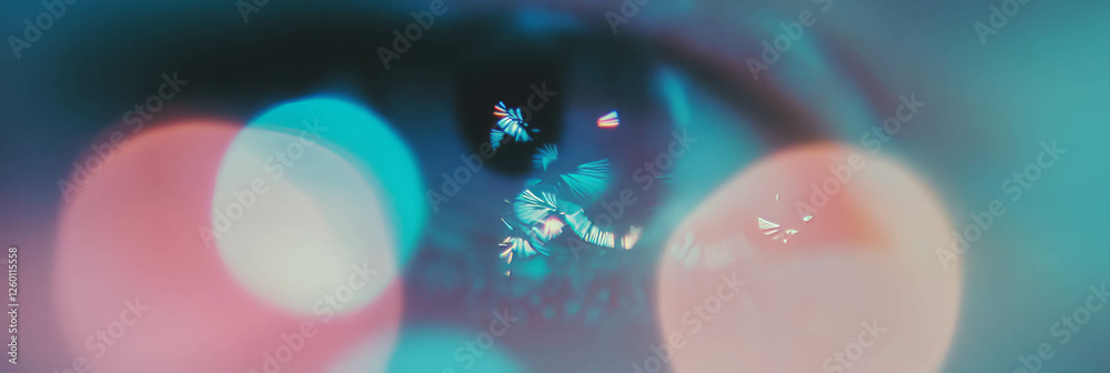 Aufkleber bright circular bokeh texture creates a magical atmosphere with a cool blue tint