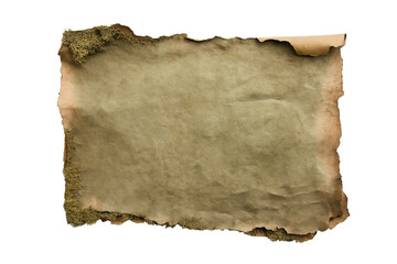 Obraz premium Faux-moss-covered paper with earthy texture isolated on transparent white background