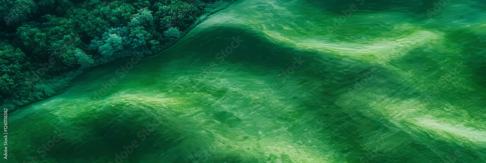Poster bright green grass texture with manicured surface and vibrant color from a top view perspective