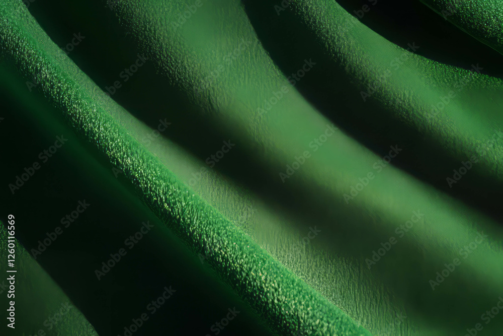 Poster smooth texture of bright green fabric on a dark background creating a striking contrast