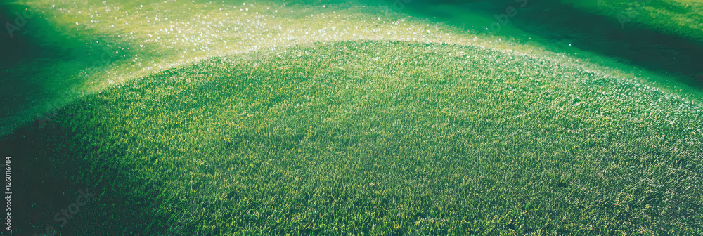 Poster bright green putting green grass texture viewed from above showcasing fine blade patterns