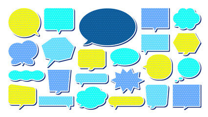 シンプル 夏に使えるポップな吹き出しセット 清涼感 寒色系 まとめ ベクターデータ チラシ・雑誌・Web・動画素材 文字なし 線なし