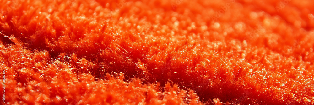 Poster Bright orange dense textured loop carpet with striking pattern and highlights