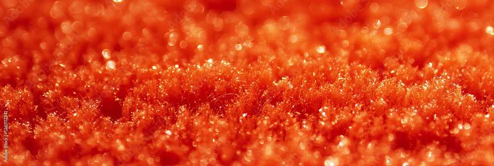 Poster Vibrant orange loop carpet texture showcasing dense fibers and unique patterns
