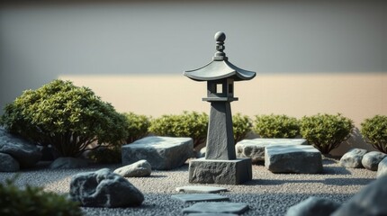 Solitary Lantern in a Garden