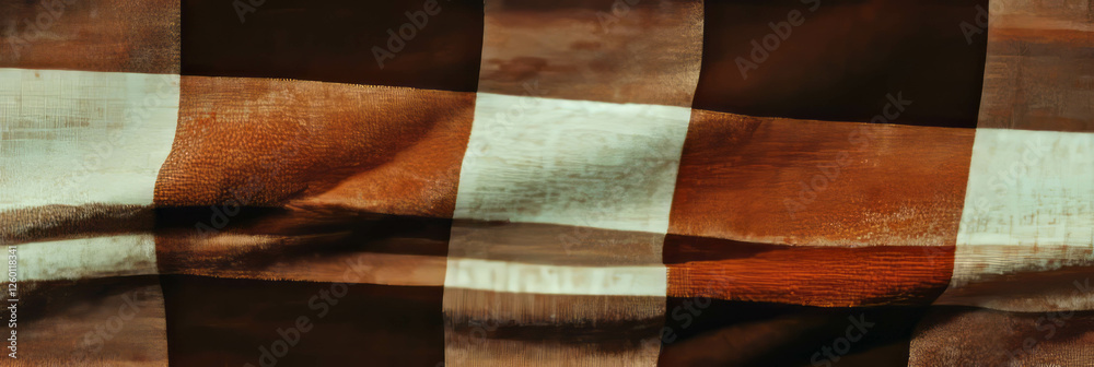 Aufkleber textured brown plaid tablecloth with intersecting lines and coarse details for rustic settings