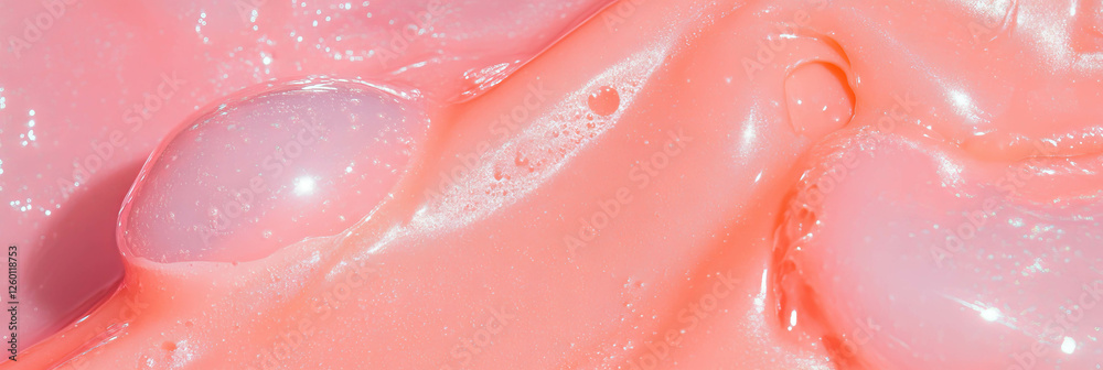 Aufkleber exploring the playful texture of bubblegum pink liquid gel in a creative setting