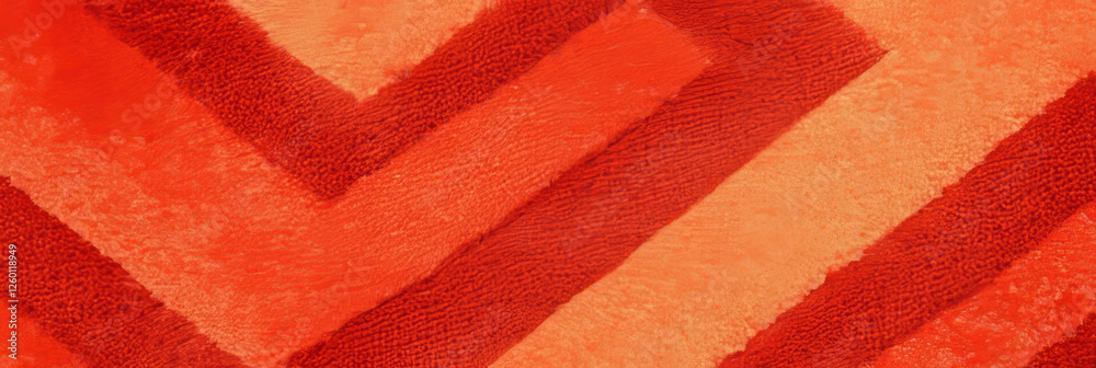 Poster Elegant geometric pattern in burnt orange textured loop carpet showcasing subtle shadows