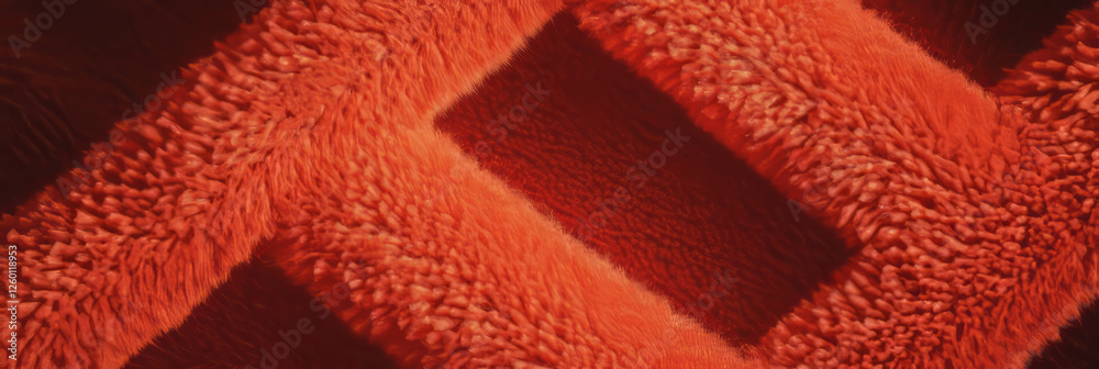Poster Burnt orange textured loop carpet featuring geometric patterns and shadows