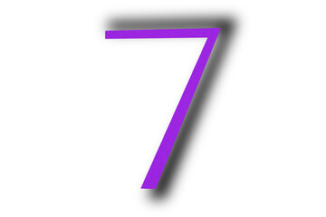 Number seven from purple paper transparent background