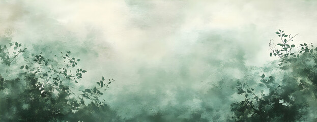 Obraz premium Misty green foliage backdrop, nature scene