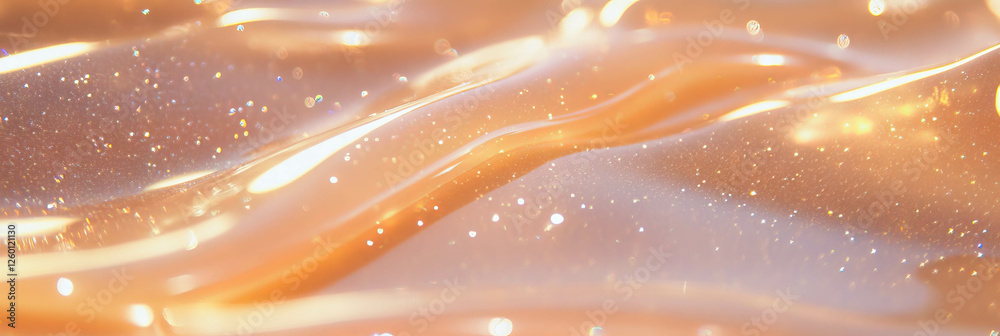 Poster elegant clear gel texture with suspended particles and light scattering in a clean aesthetic