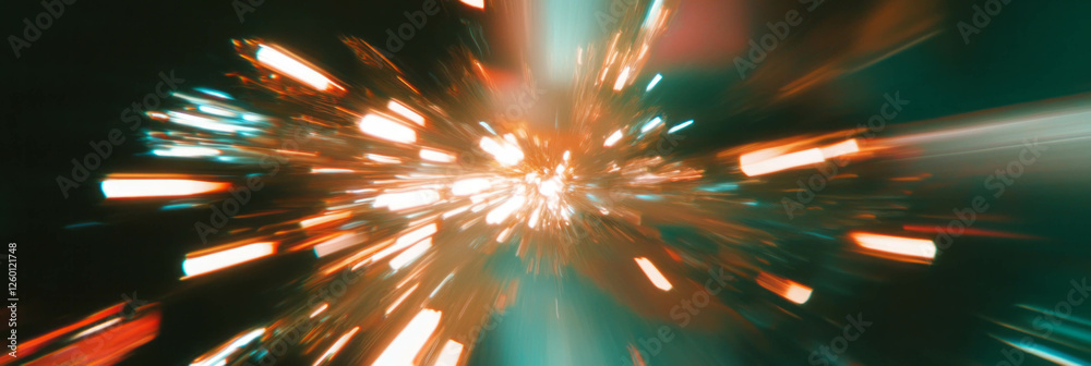 Poster Bright concentrated bokeh creating radiant light effects in dynamic patterns