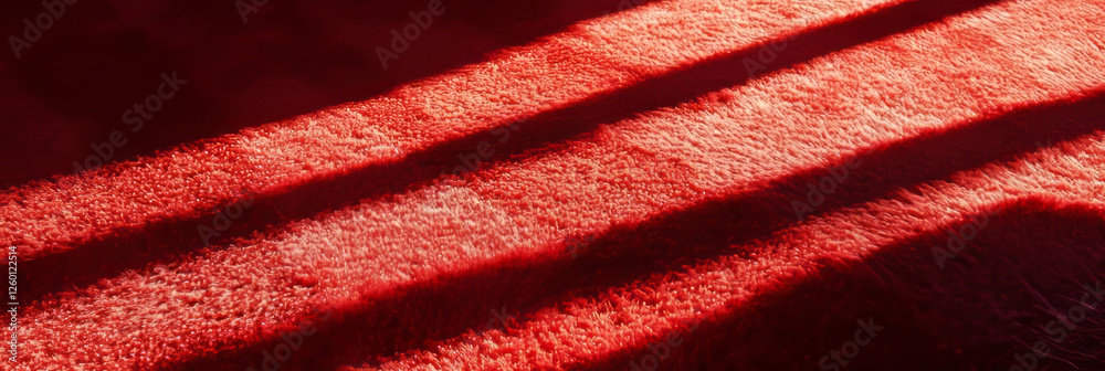 Poster crimson red dense frieze carpet showcasing intricate texture and deep shadows in light