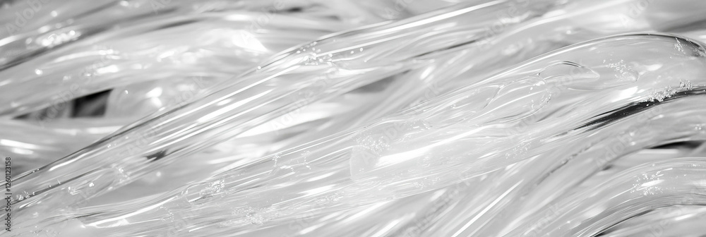 Poster elegant crystal clear gel with shimmering strands creating a smooth cosmetic texture