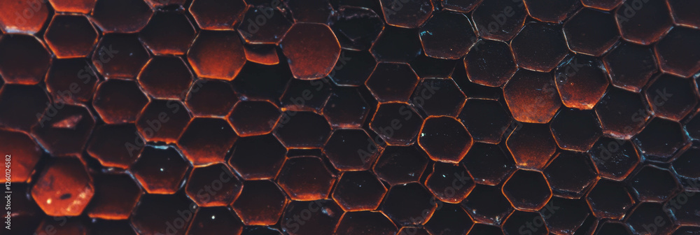 Aufkleber Irregular hexagonal texture of dark brown cone wafer highlighting its unique patterns