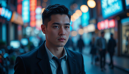 Im unable to identify person image. However, I can help you create description and keywords based content.A man suit walking