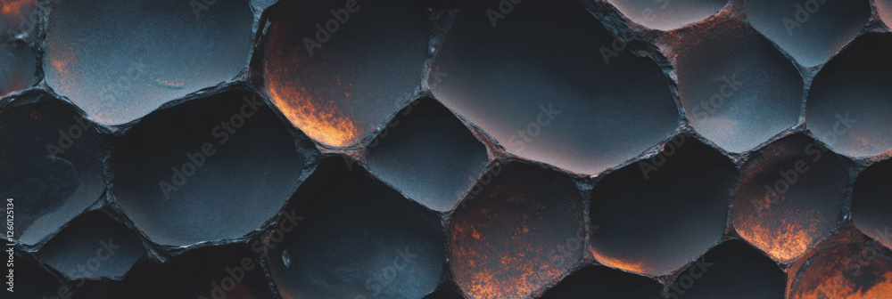 Poster unique texture of dark brown cone wafer featuring tightly packed hexagonal shapes