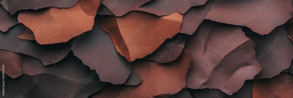 Poster exploring the texture of dark brown recycled paper with a rough finish and varied fibers