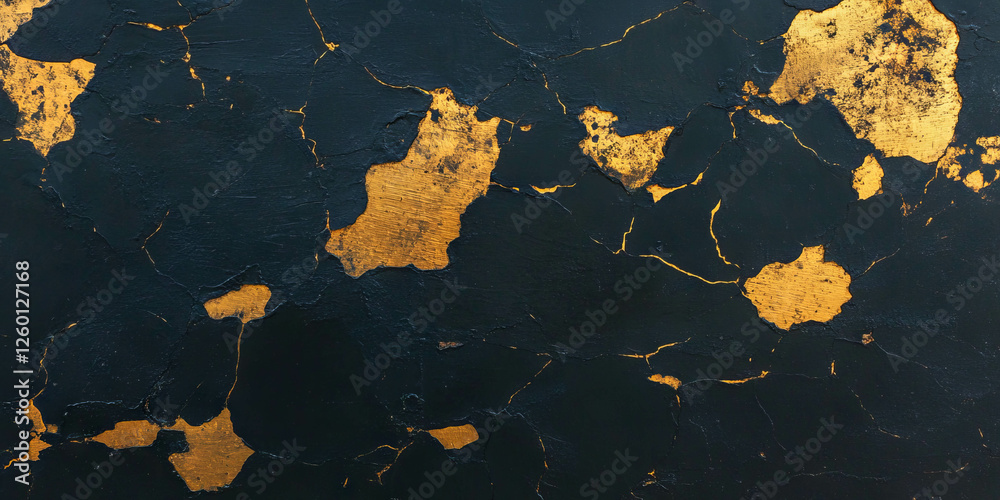 Poster dark gold leaf wall texture with flaking and deep grunge markings in a distressed finish