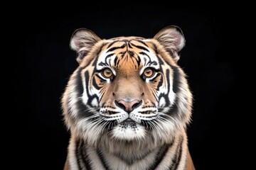 Majestic tiger portrait with piercing eyes and striking stripes