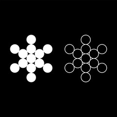Fruit of life symbol Sacred geometry set icon white color vector illustration image solid fill outline contour line thin flat style