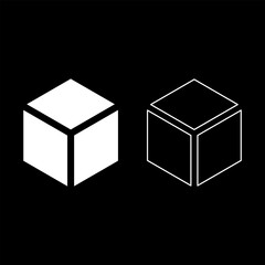 Hexagedron Sacred geometry symbol set icon white color vector illustration image solid fill outline contour line thin flat style