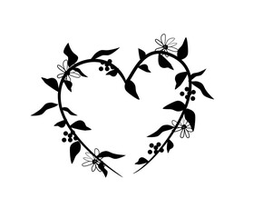 Floral heart in black