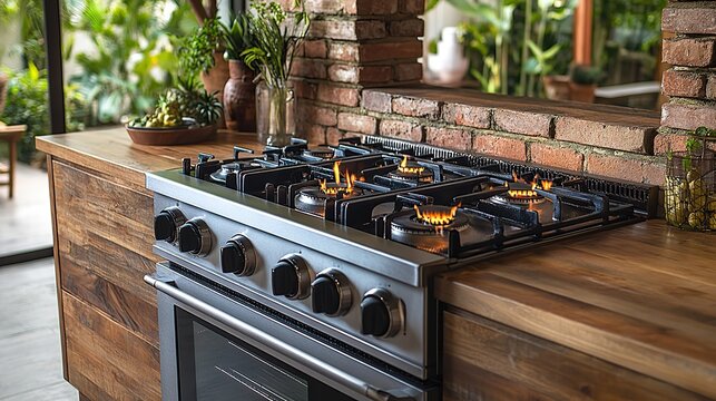 gas burning kitchen ove