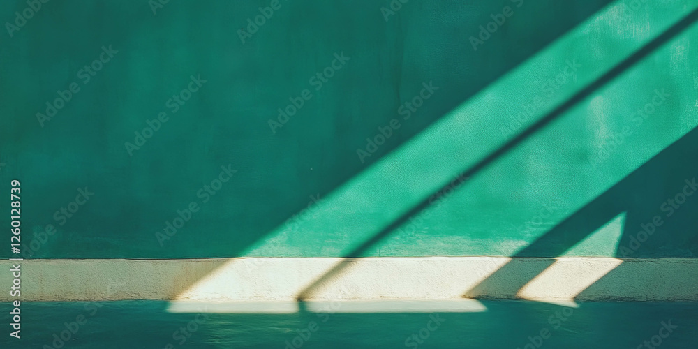 Poster textured dark green wall with grunge overlay and deep shadows in artistic setting