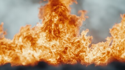Fiery blaze, outdoor inferno, smoke, background blur, safety