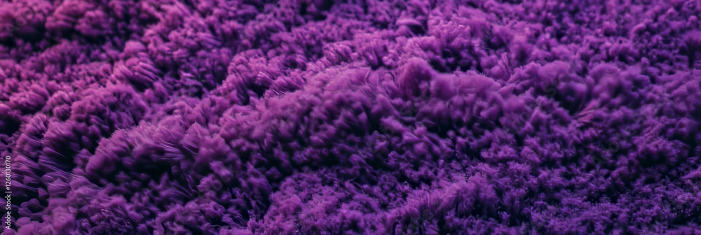 Poster Dense cut and loop carpet texture showcasing deep purple and varied pile height in a modern space
