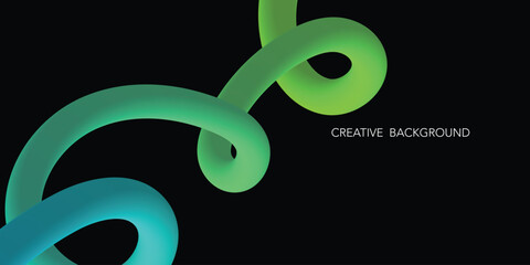 Fototapeta premium Abstract Color Background with Dynamic Gradient Lines. Vector 3D Curve Ribbons in black background. Wavy colorful Graphic Design