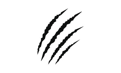 Animal silhouette claw paw marks, tiger, dog, lion, monster, scratches, talons cuts cat, tiger, isolated on transparent background. Vector