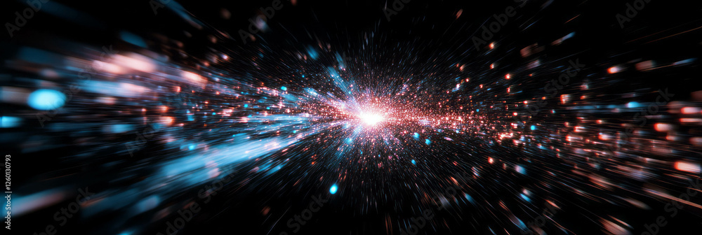 Poster Dense clusters of bokeh creating a radiant burst effect in a dark environment