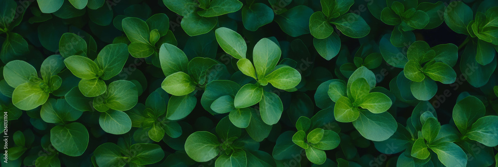 Poster Dense green turf with uniform height and smooth surface creates an inviting top view
