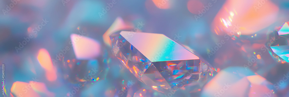 Poster vibrant texture of dim crystal flares with pastel colors and soft diffused glow
