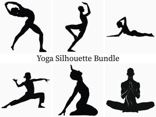 Obraz premium Minimalist Yoga Silhouette Bundle, Fitness, Meditation & Spirituality