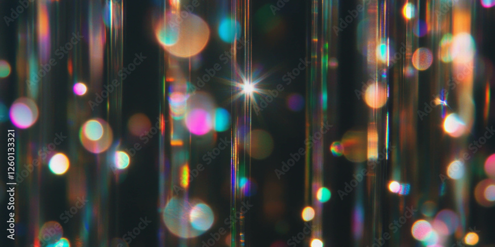 Poster elongated bokeh streaks with radiant glow create a mesmerizing overlay texture