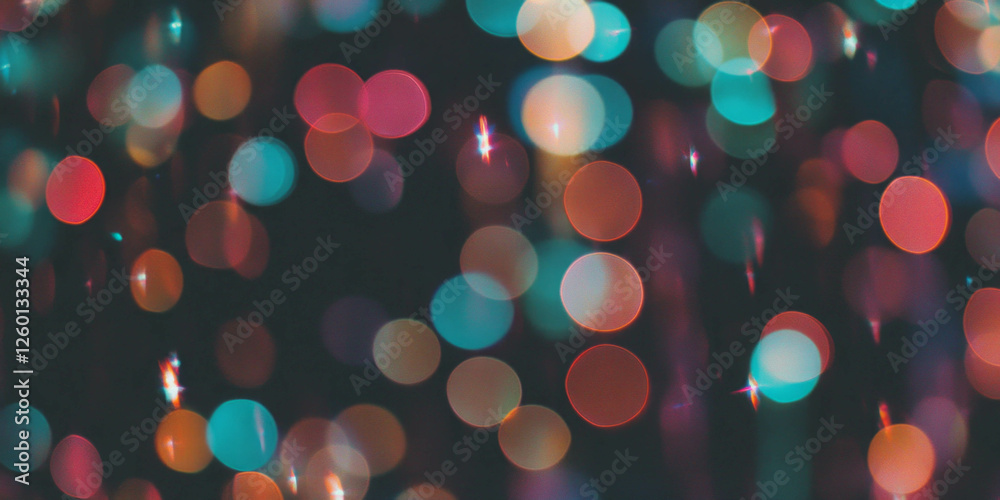 Poster Elegant display of elongated bokeh streaks with radiant glow against a dark backdrop